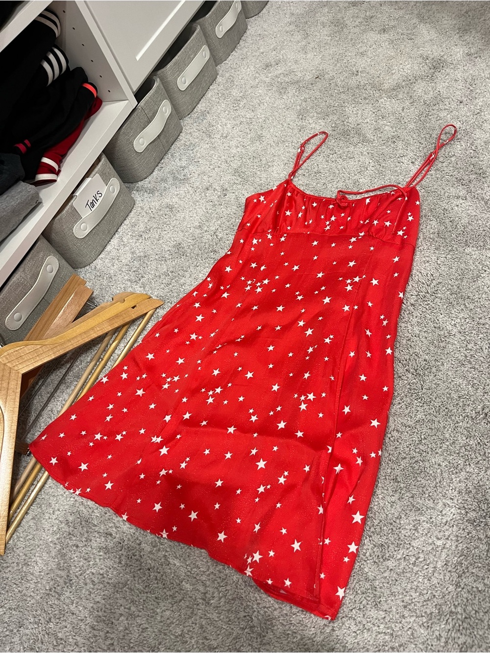 Zara red mini dress with white stars